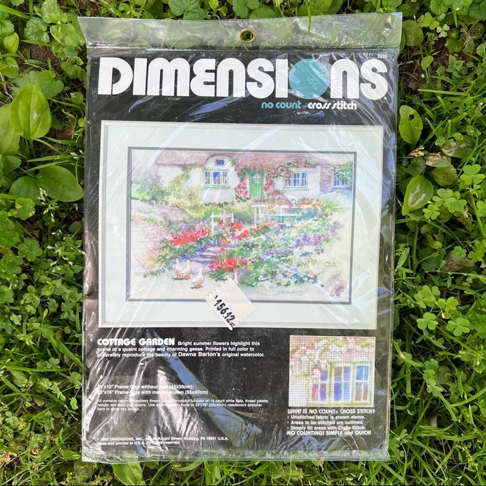 Vintage Cottage Garden Cross Stitch No Count Dimensions Kit new in package